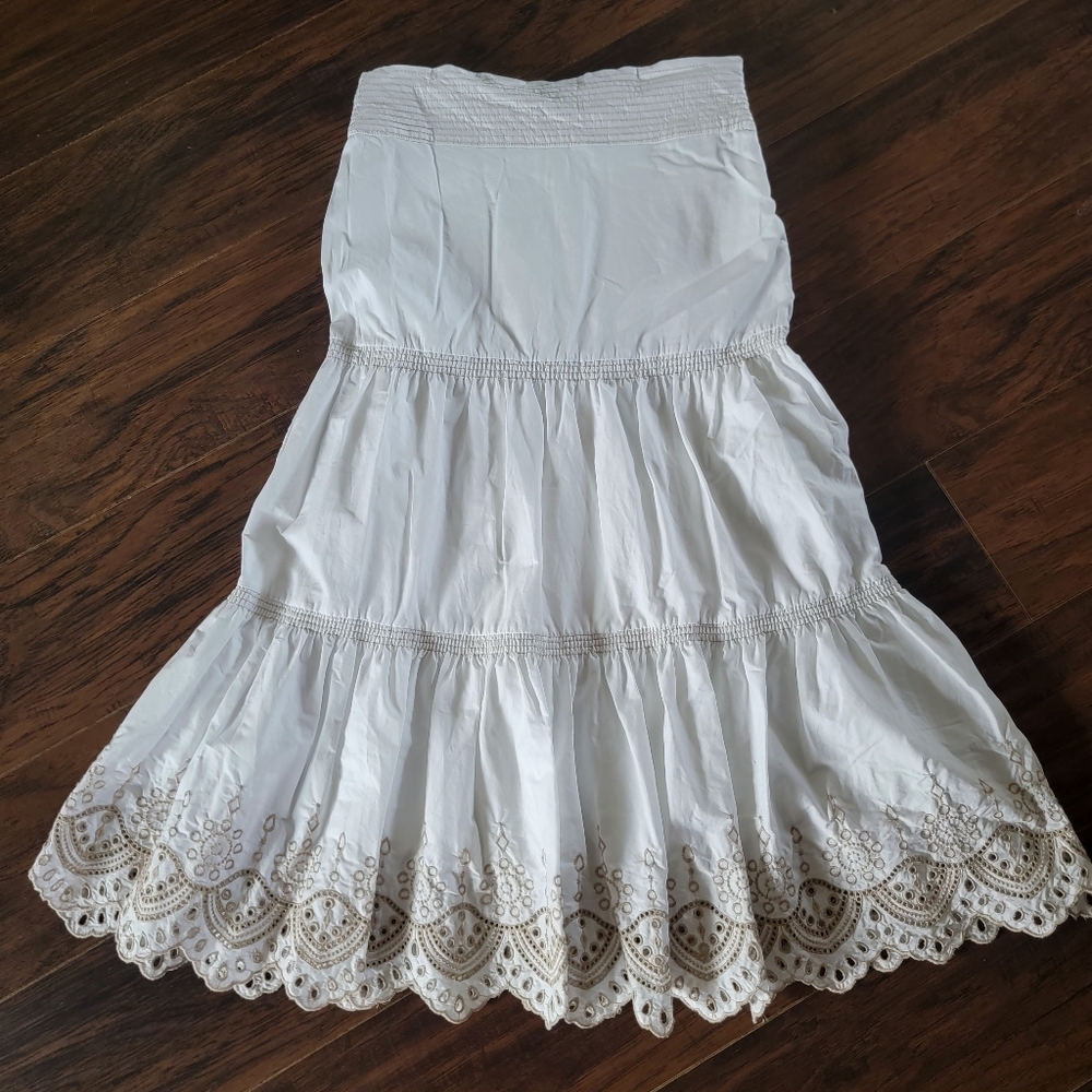 Veronica Beard Amaia Tiered Embroidered Casual‎ Midi Dress 100% Cotton White XS - Picture 14 of 16